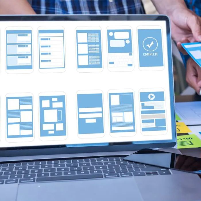 Task boxes on a laptop screen