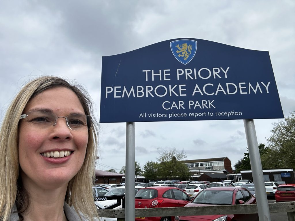 Julie Priestley visiting Pembroke Priory Academy