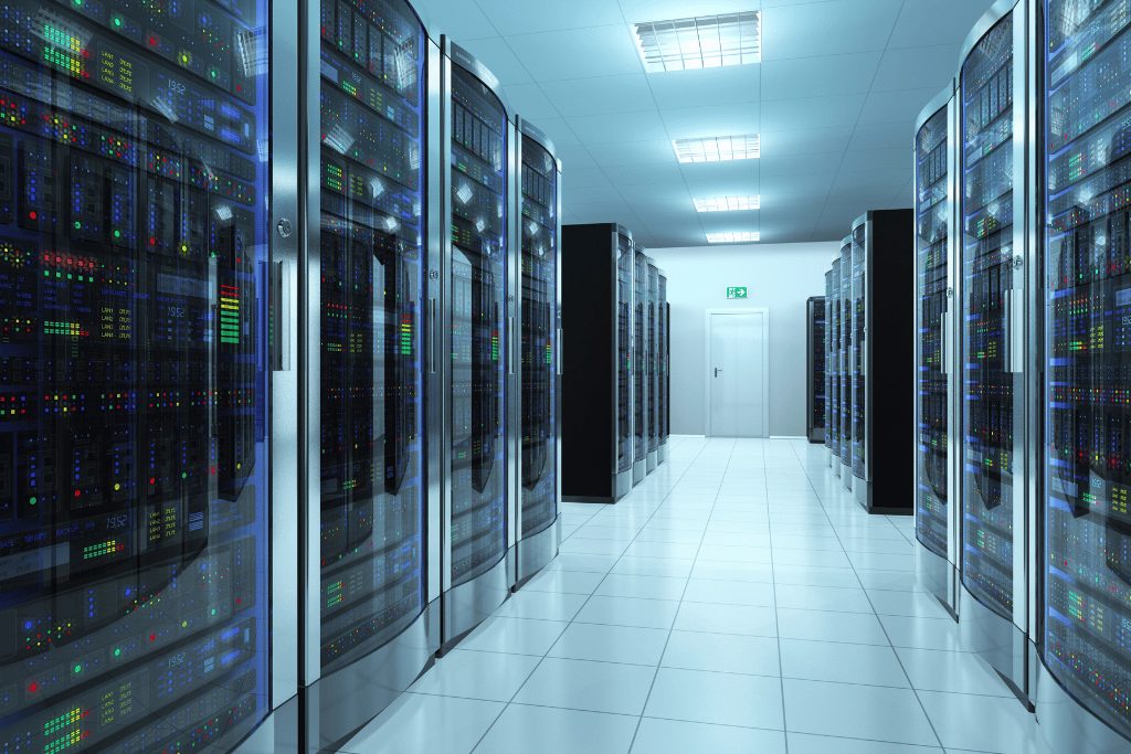 Hallway of Website Servers for Web Hosting