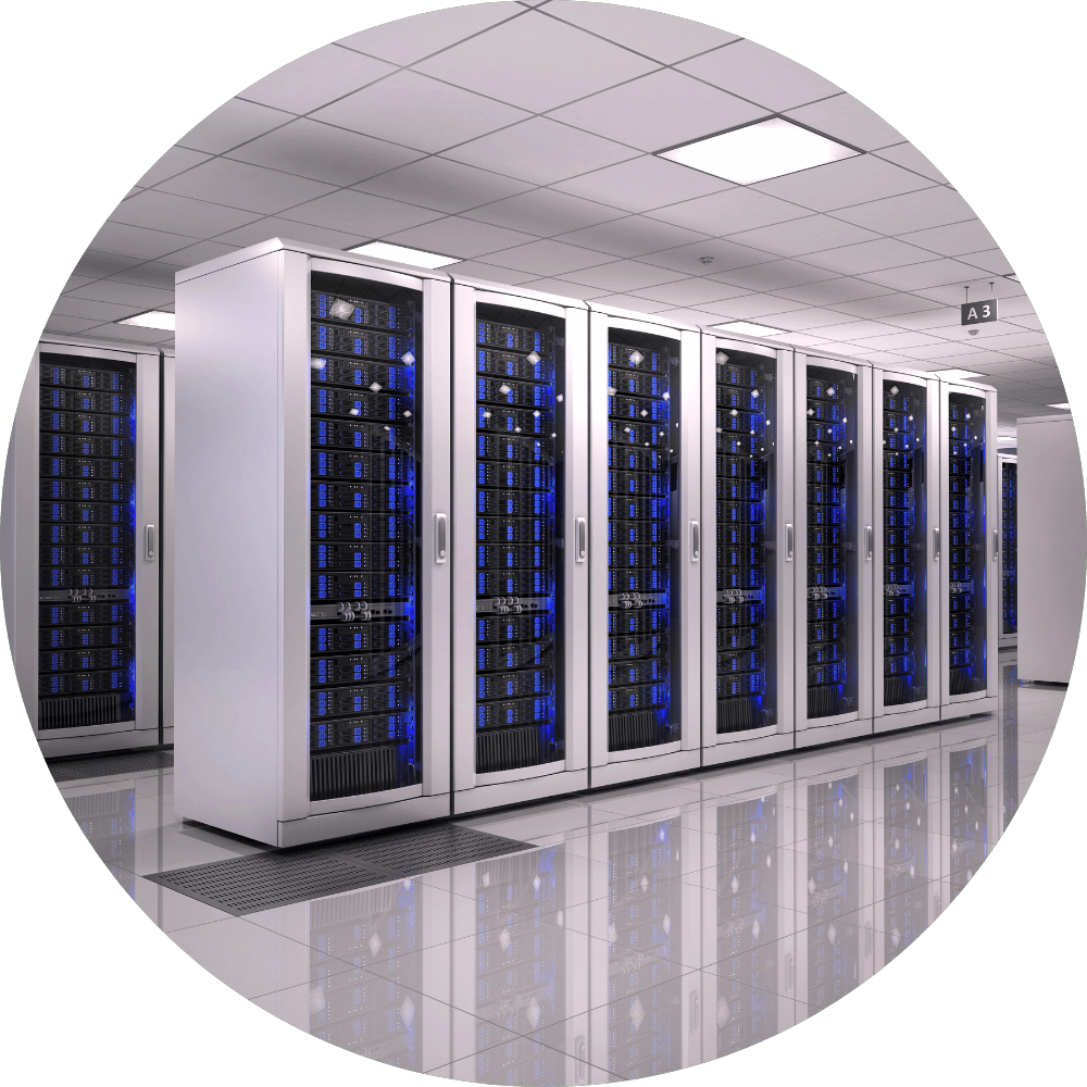 servers for website hosting in a line
